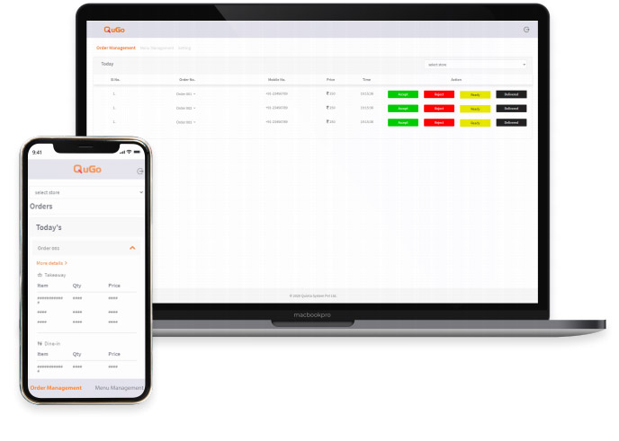 Manage all the orders flowing in real time with status updates of Accepted, Food Ready, Delivered to ensure a smooth customer experience